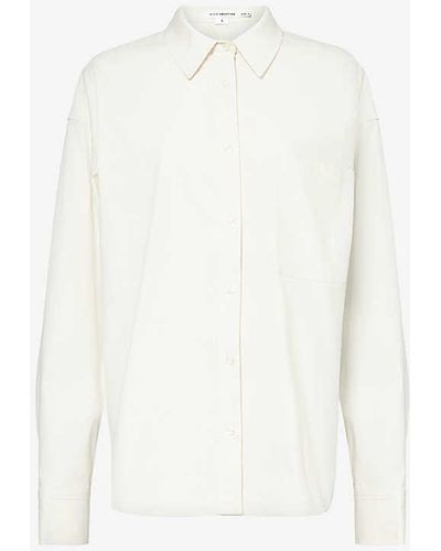 GOOD AMERICAN Patch-pocket Oversized Cotton-blend Shirt - White