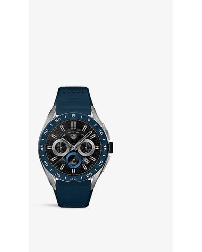 Tag Heuer Sbr8a11.bt6260 Connected Stainless-steel Fitness Watch - Blue
