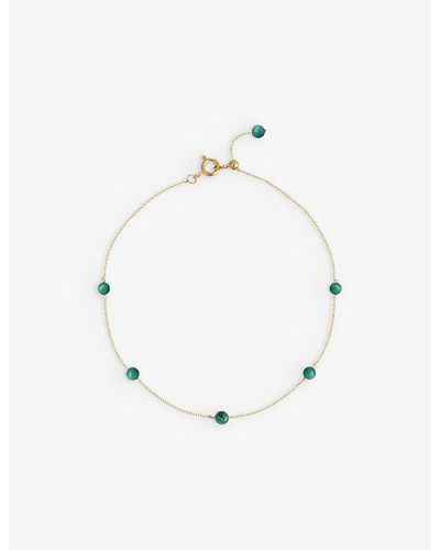 The Alkemistry Boba Matcha 18ct Yellow-gold And Malachite Beaded Anklet - White