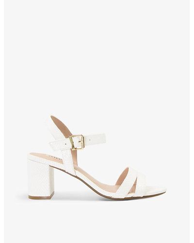 Dune Merisa Block-heel Faux-leather Sandals - White