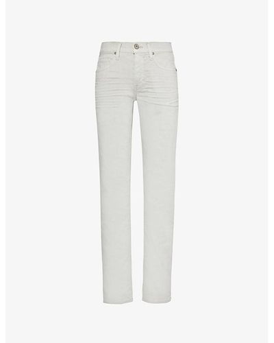 PAIGE Lennox Tapered-leg Low-rise Stretch-woven Blend Jeans - White