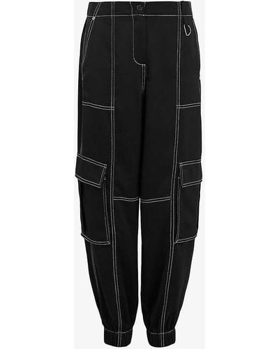 AllSaints Fran Patch-pocket Tapered-leg High-rise Woven Cargo Trousers - Black
