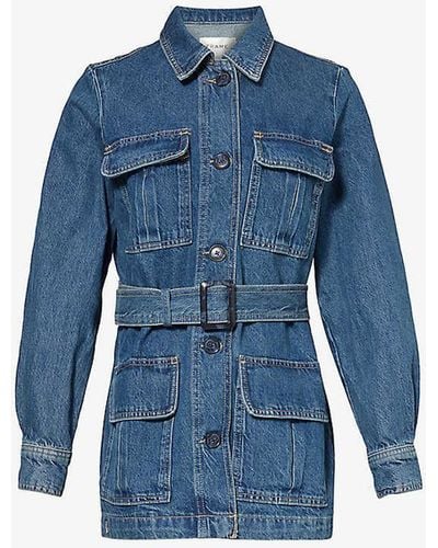 FRAME Safari Belted Regular-fit Cotton Jacket - Blue
