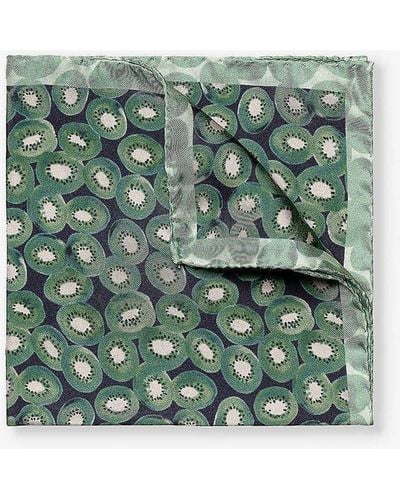 Eton Graphic-print Silk Pocket Square - Green