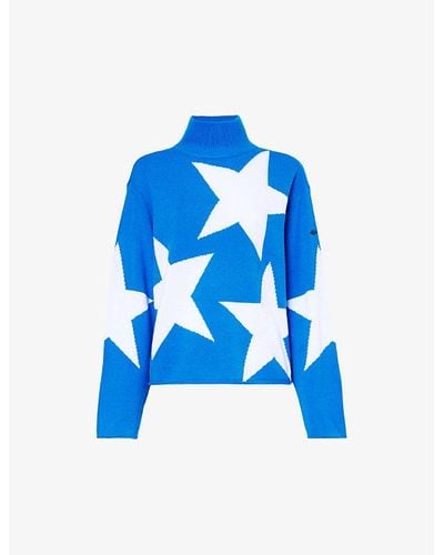 Goldbergh Rising Star High-neck Woven-blend Sweater - Blue