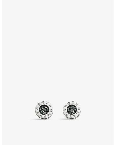 Thomas Sabo Logo-engraved Sterling-silver And Zirconia Stud Earrings - Black