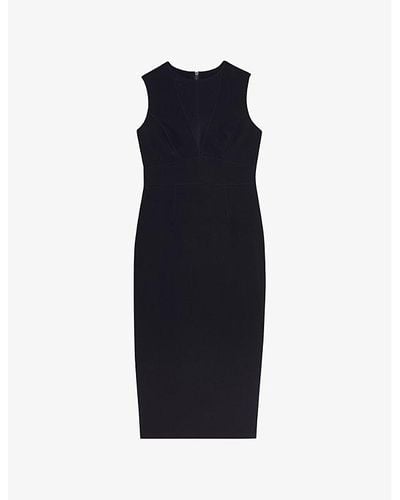 Ted Baker Elissii Sheer-panelled Stretch-woven Midi Dress - Blue