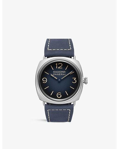 Panerai Pam01335 Radiomir Origine Stainless-steel And Leather Manual Watch - Blue