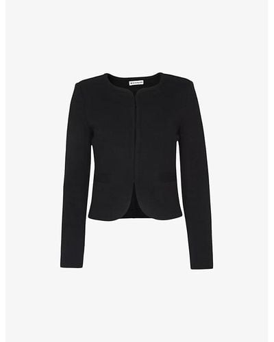 Whistles Collarless Long-sleeved Cotton-jersey Jacket - Black