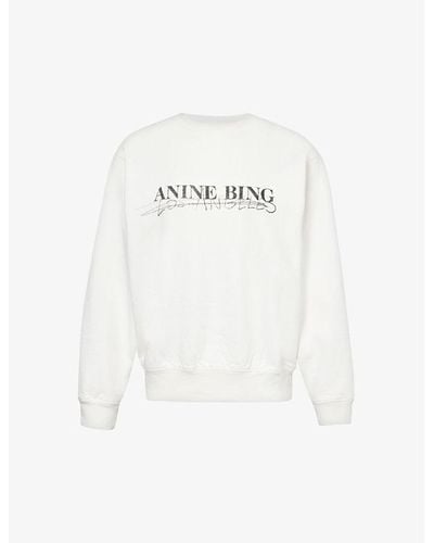 Anine Bing Ramona Brand-print Cotton-jersey Sweatshirt - White