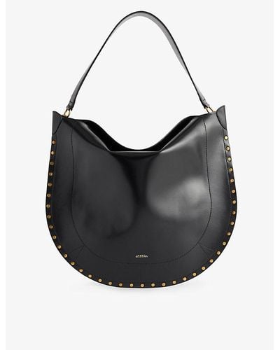Isabel Marant Oskan Hobo Leather Shoulder Bag - Black