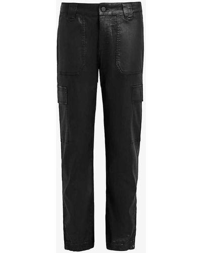 AllSaints Nola Slim-fit High-rise Stretch-coated Trousers - Black