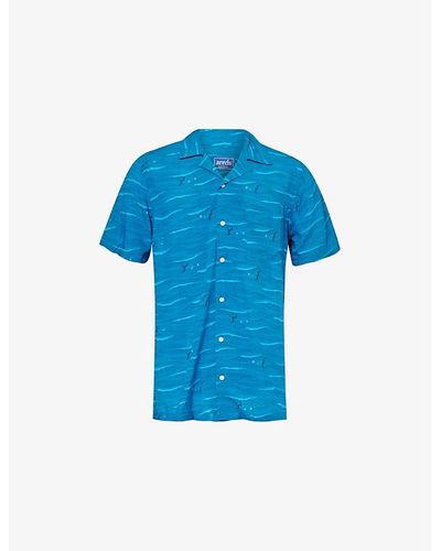 ARRELS Barcelona Kikuo Short-sleeve Woven Shirt - Blue
