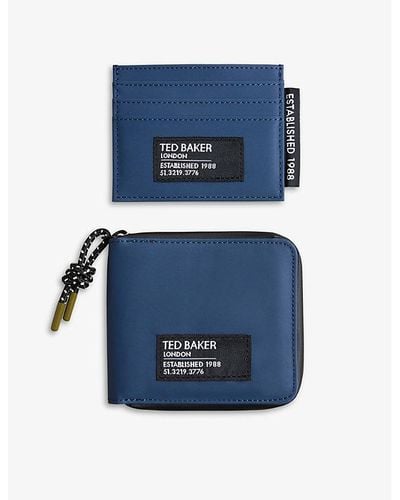 Ted Baker Bentch Woven Wallet And Card Holder Gift Set - Blue