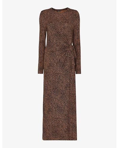 Whistles Coffee Bean Abstract-print Stretch-jersey Midi Dress - Brown