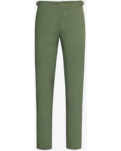 Orlebar Brown Griffon Adjustable Tapered-leg Linen Trousers - Green