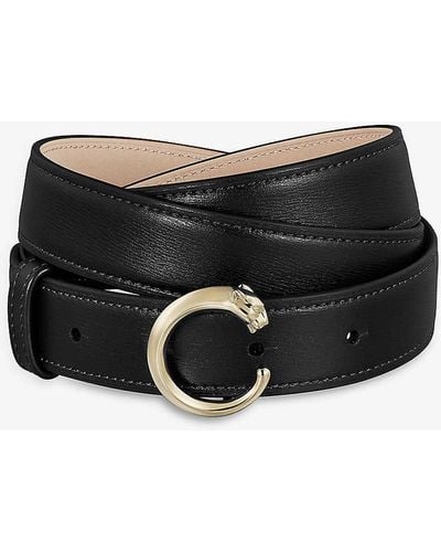 Cartier Panthère De Large Buckled Leather Belt - Black