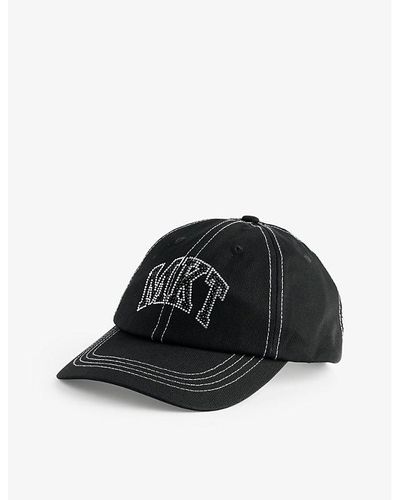 Market Branded Rhinestone-embellished Cotton-twill Trucker Cap - Black
