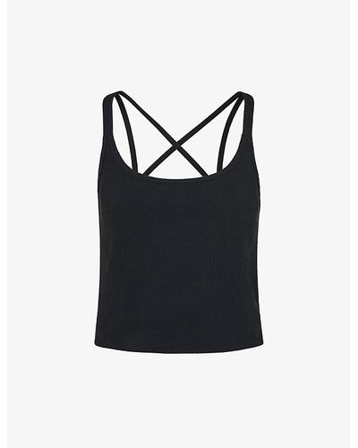 Whistles Ribbed Stretch-woven Vest Top X - Black