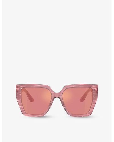 Dolce & Gabbana Dg4438 Square-frame Acetate Sunglasses - Pink
