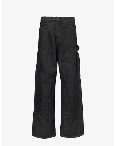 Kusikohc Rivet Wide-leg Relaxed-fit Jeans - Black