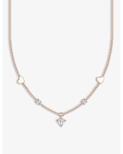 Thomas Sabo Hearts And 18ct Rose Gold-plated Sterling-silver And Cubic Zirconia Pendant Necklace - White