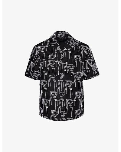Represent Brand-embroidered Boxy-fit Cotton Shirt Xx - Black