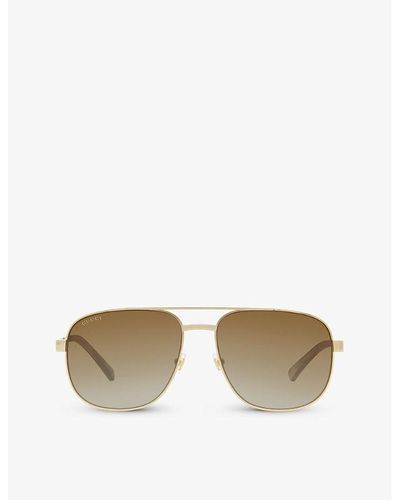 Gucci Gc001969 GG1223S Pilot-frame Metal Sunglasses - Natural