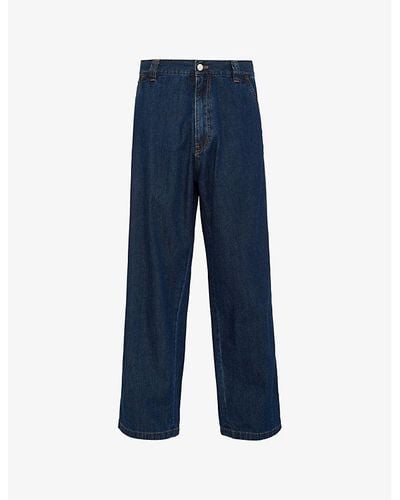 Prada Washed Wide-leg Regular-fit Jeans - Blue