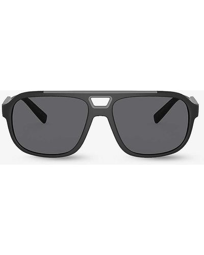 Dolce & Gabbana Dg6179 Pilot-frame Nylon Sunglasses - Grey