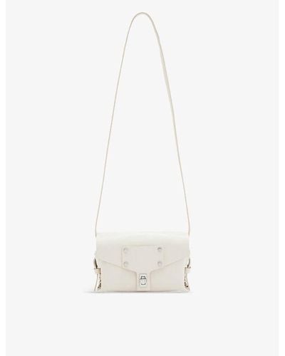 AllSaints Miro Mini Stud-embellished Leather Cross-body Bag - White
