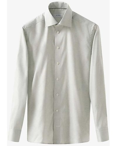 Eton Signature Twill Striped Slim-fit Cotton Shirt - Grey