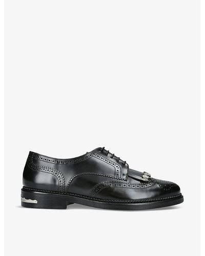 Toga Virilis Fringed Metal-embellished Leather Oxford Shoes - Black