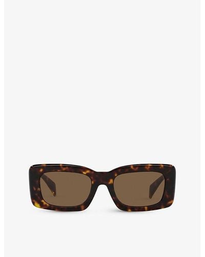 Versace 0ve4444u Branded-arm Rectangle-frame Tortoiseshell Acetate Sunglasses - Brown