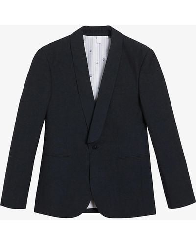 Ted Baker Waitby Slim-fit Linen And Cotton-blend Jacket - Blue
