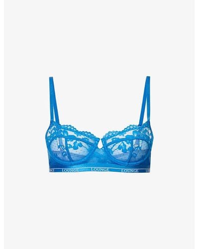 Lounge Underwear Blossom Stretch-lace Balconette Bra - Blue