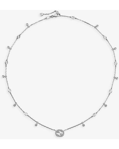 Gucci Interlocked G 18ct White-gold And 0.27ct Diamond Charm Necklace