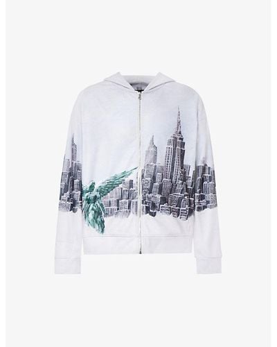 Who Decides War Angel City Graphic-print Zip-up Woven Hoody X - White