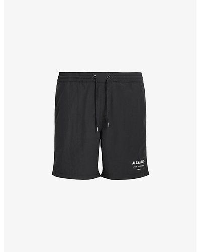 AllSaints Underground Logo-print Recycled-polyamide Swim Shorts X - Black