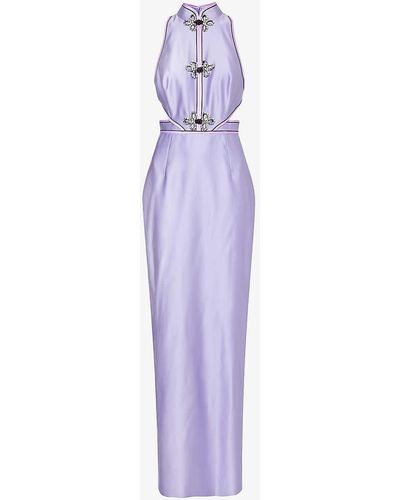 Huishan Zhang Leila Slim-fit Satin Maxi Dress - Purple