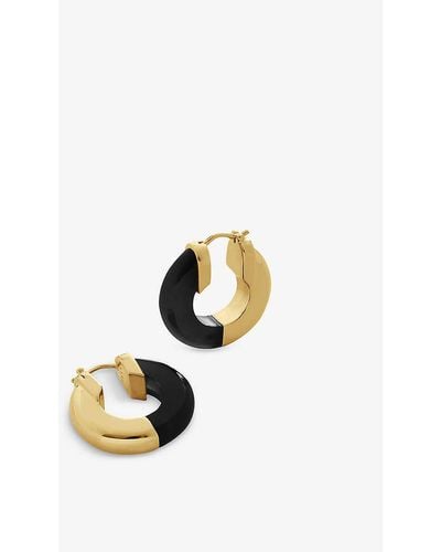Monica Vinader 18ct Yellow Gold-plated Vermeil Sterling-silver And Onyx Hoop Earrings - White