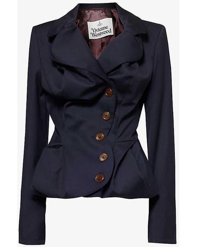 Vivienne Westwood Vy Drunken Tailored Slim-fit Wool Blazer - Blue