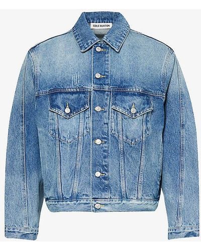Cole Buxton Relaxed-fit Spread-collar Denim Jacket - Blue