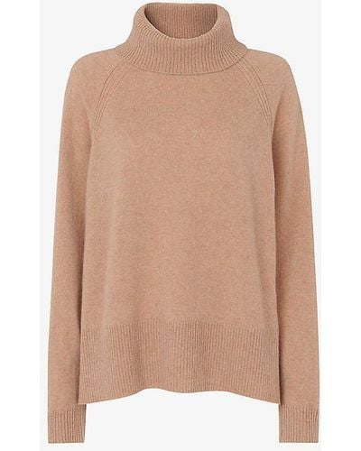Whistles Turtleneck Relaxed-fit Cashmere Jumper - Natural