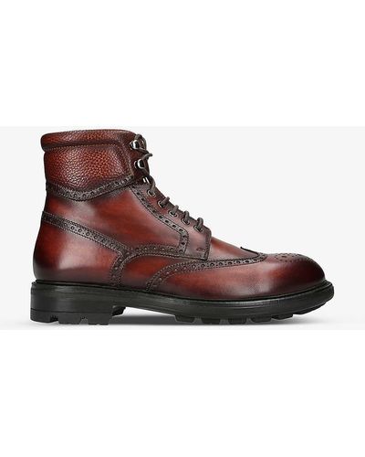 Magnanni Army Wing-cap Leather Boots - Brown