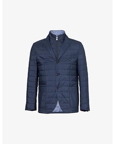 Corneliani Single-breasted Quilted Woven Blazer - Blue