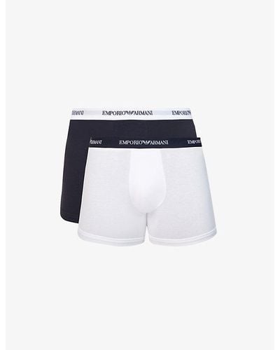 Emporio Armani Pack Of Two Logo-embellished Stretch-cotton Boxers - Multicolor