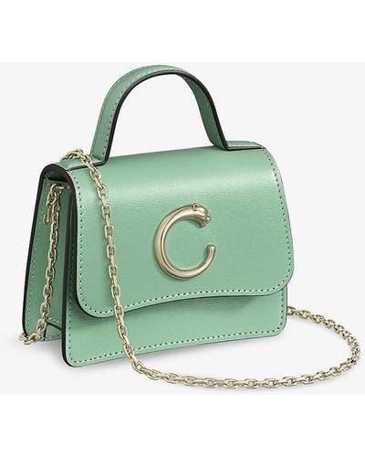 Cartier Panthère De Micro Leather Top-handle Bag - Green