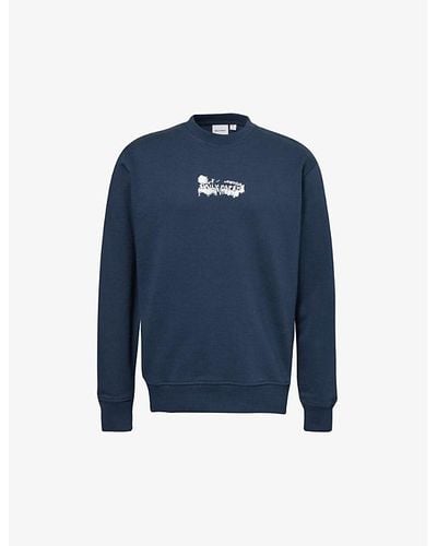 Daily Paper Scratch Branded-print Cotton-jersey Sweatshirt X - Blue