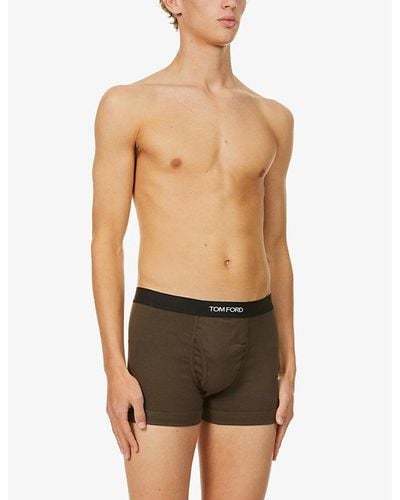 Tom Ford Branded-waistband Fitted Stretch-cotton Trunks - Multicolor